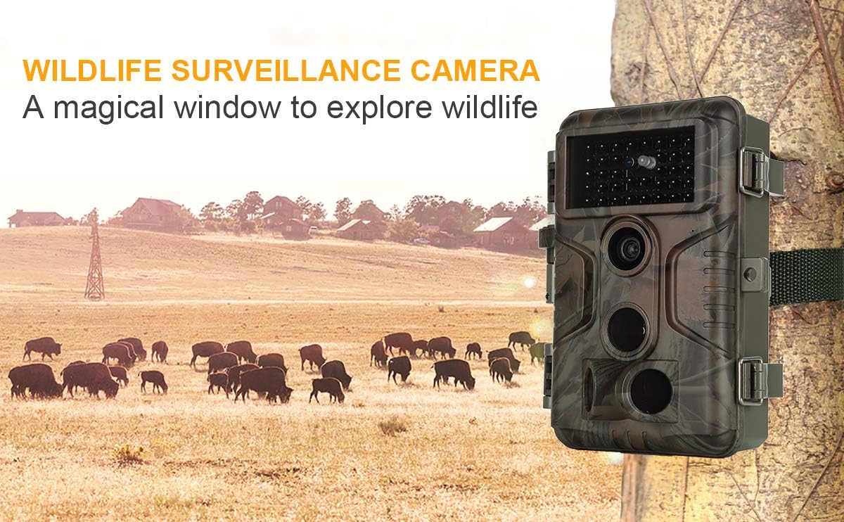 Folgtek 4pcs Wildlife Cameras Trail Cam with Audio 20MP Photo 1080P H.264 Video, 100ft Night Vision IP66 Waterproof 120° Wide Angle: Home Improvement