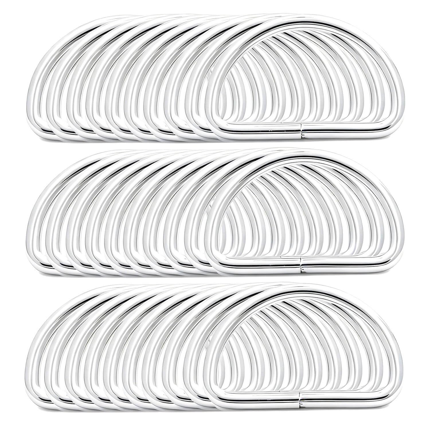 BIKICOCO Metal D-Rings Buckle, 1-1/2 Inch Non-Welded for Webbing Sewing DIY - Silver - Pack of 30