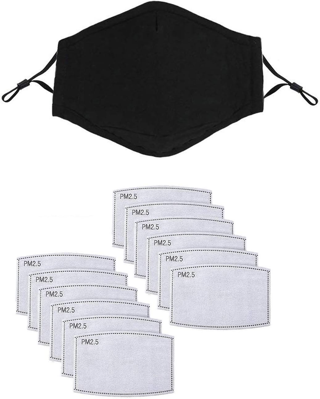 PM2.5 Mask ? 100% Cotton, Washable, Reusable Cloth Masks ? Protection from Dust, Pollen, Pet Dander, Other Airborne Irritants (1 Pack Mask+12 Activated Carbon Filters)