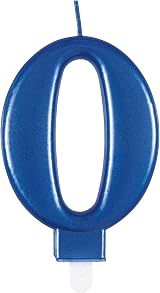 Unique Dazzling Metallic Blue Zero Birthday Candle - Cake Topper 1 Pc