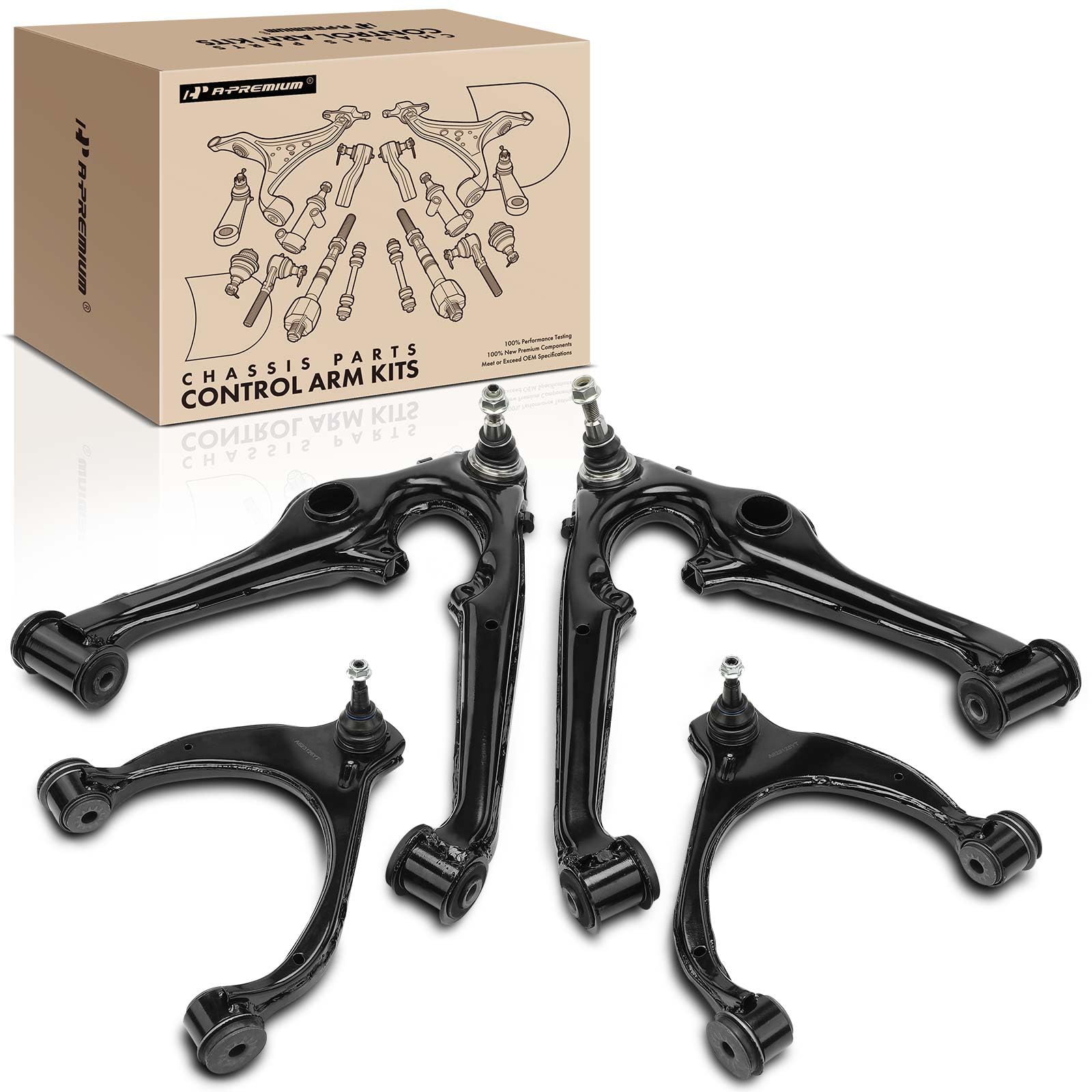 A-Premium Set of 4, Front Upper & Lower Control Arm Kit, with Ball ...