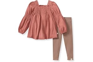 Burt's Bees Baby baby-girls Long Sleeve Top and Pant Set, 100% Organic Cotton Outfit