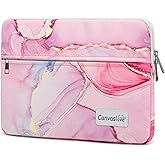 Canvaslove Pink Marble Laptop Sleeve Case Bag with Pocket for MacBook Pro 14 inch,Surface Laptop 14.4 inch and HP Lenovo Dell ASUS Acer 14 inch Laptop