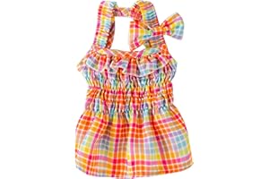 TAOQIAO Colorful Rainbow Skirt Dog Dress Soft Breathable Outfits Pet Dress for Small Medium Girls Puppy Lightweight Pet Dresses