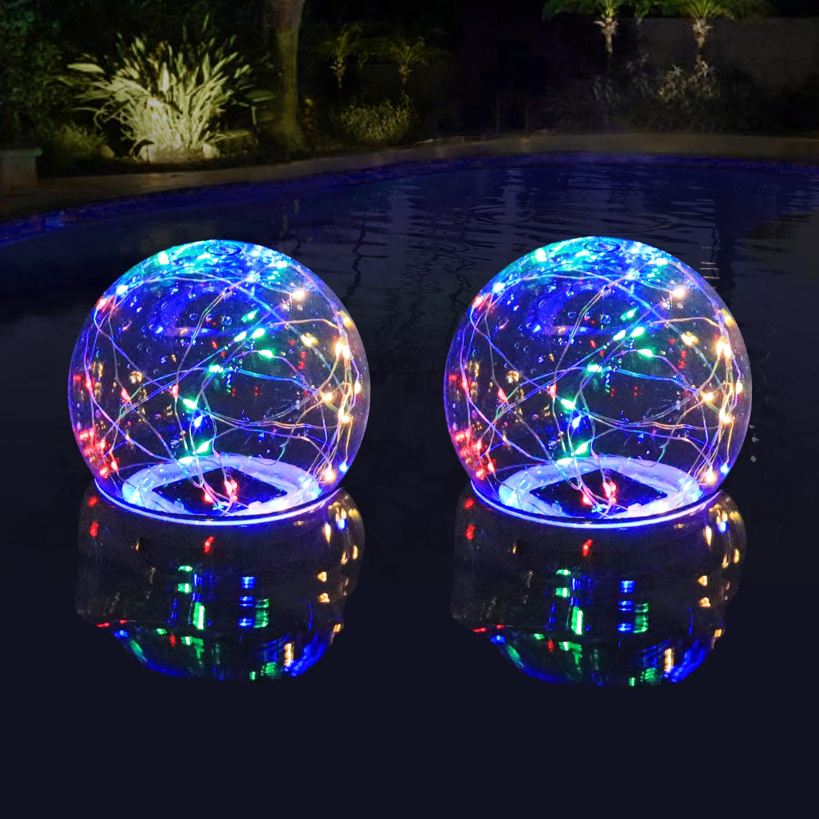 Photo 1 of LENONE Solar Floating Pool Lights, 7 Inch LED Colored Light Up Solar Pool Balls, Waterproof Solar Powered Pool Lights That Float, Multicolor Solars Floating Light for Pools Pond Garden Party Decor (2)