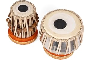 QUEEN BRASS Professional Tabla Drum Set – Steel Bayan & Sheesham Wood Dayan – Handcrafted Indian Classical Percussion Instrument with Tuning Hammer, Cushions, and Carry Cover