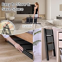 3 Step Ladder, Aluminum Lightweight Folding 3 Step