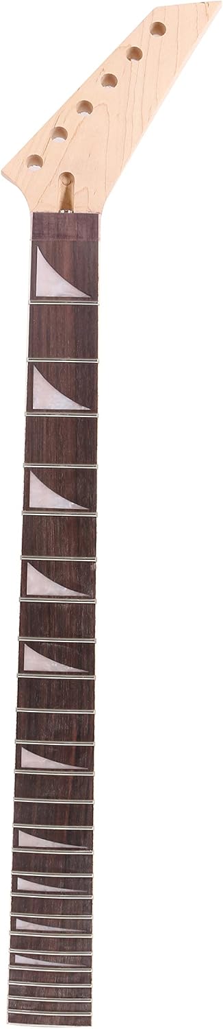 Yinfente Unfinished Maple Electric Guitar Neck 24 Fret 25.5inch Rosewood Fretboard Shark Fin Inlay Bolt on Guitar Neck Replacement - Image 3