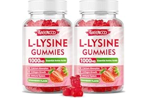MEENCCD 2 Pack L-Lysine 1000mg Gummies, Lysine Supplement for Adults & Kids, Essential Amino Acid for Oral & Lips Health, Boost Immune & Calcium & Collagen, Sugar-Free, Strawberry Flavor, 120 Count