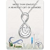 HUAIYU Cremation Jewelry Urn Necklace for Ashes - Sterling Silver Teardrop Heart Cubic Zirconia Infinity Pendant Keepsake Necklaces, Memorial Cremation Jewelry Gift for Woman