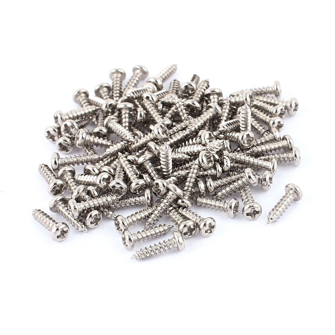 sourcing map 100 Pcs M2 x 8mm Stainless Steel Phillips Round Head Self Tapping Screws Bolts
