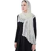 Wgior Elegant Floral Catholic Church Veil, Soft Mantilla Chapel Prayer Scarf Wrap Shawl Headscarf