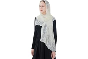 Wgior Elegant Floral Catholic Church Veil, Soft Mantilla Chapel Prayer Scarf Wrap Shawl Headscarf