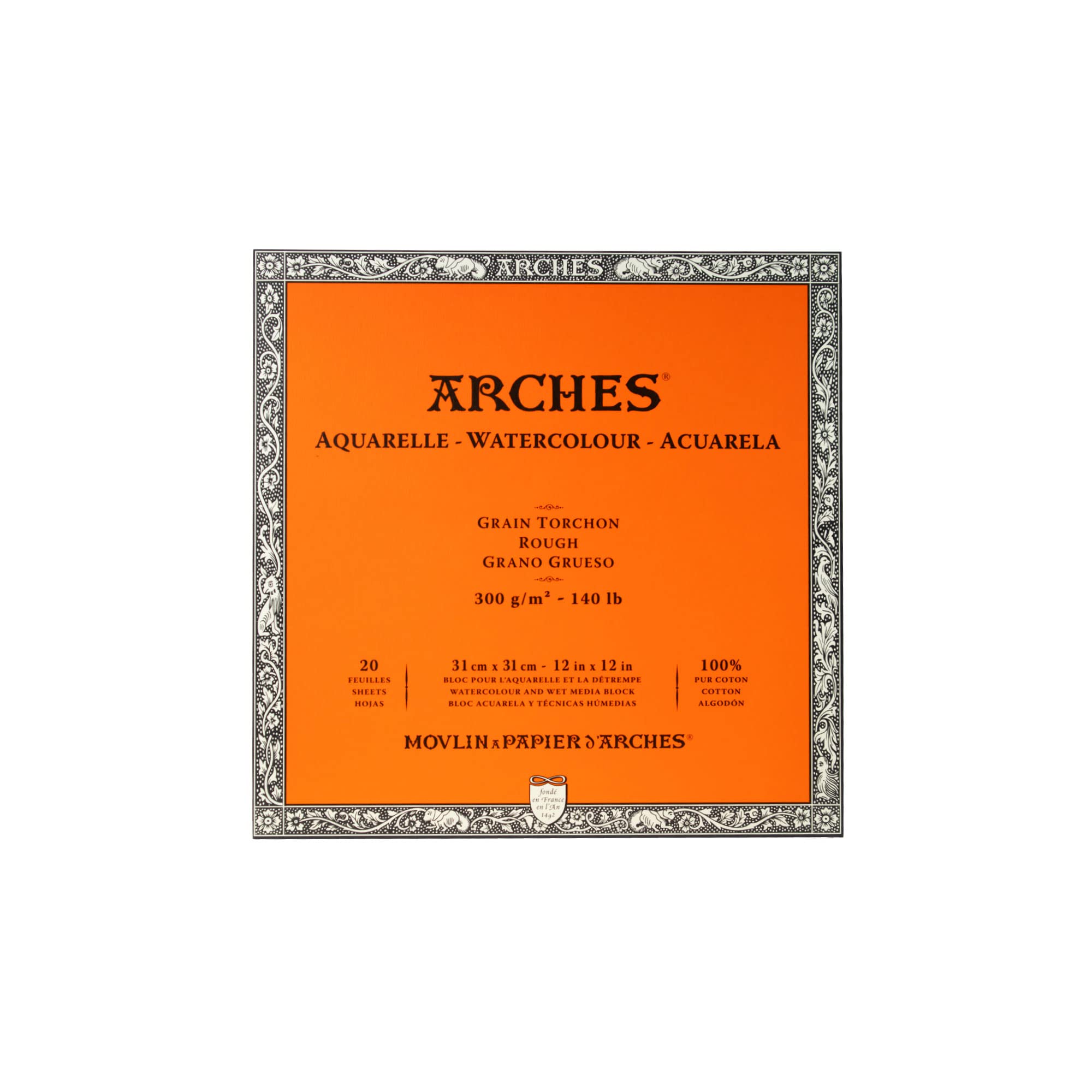 Arches Watercolor Block Grain Torchon 300Gr 31X31cm 20 Sheets