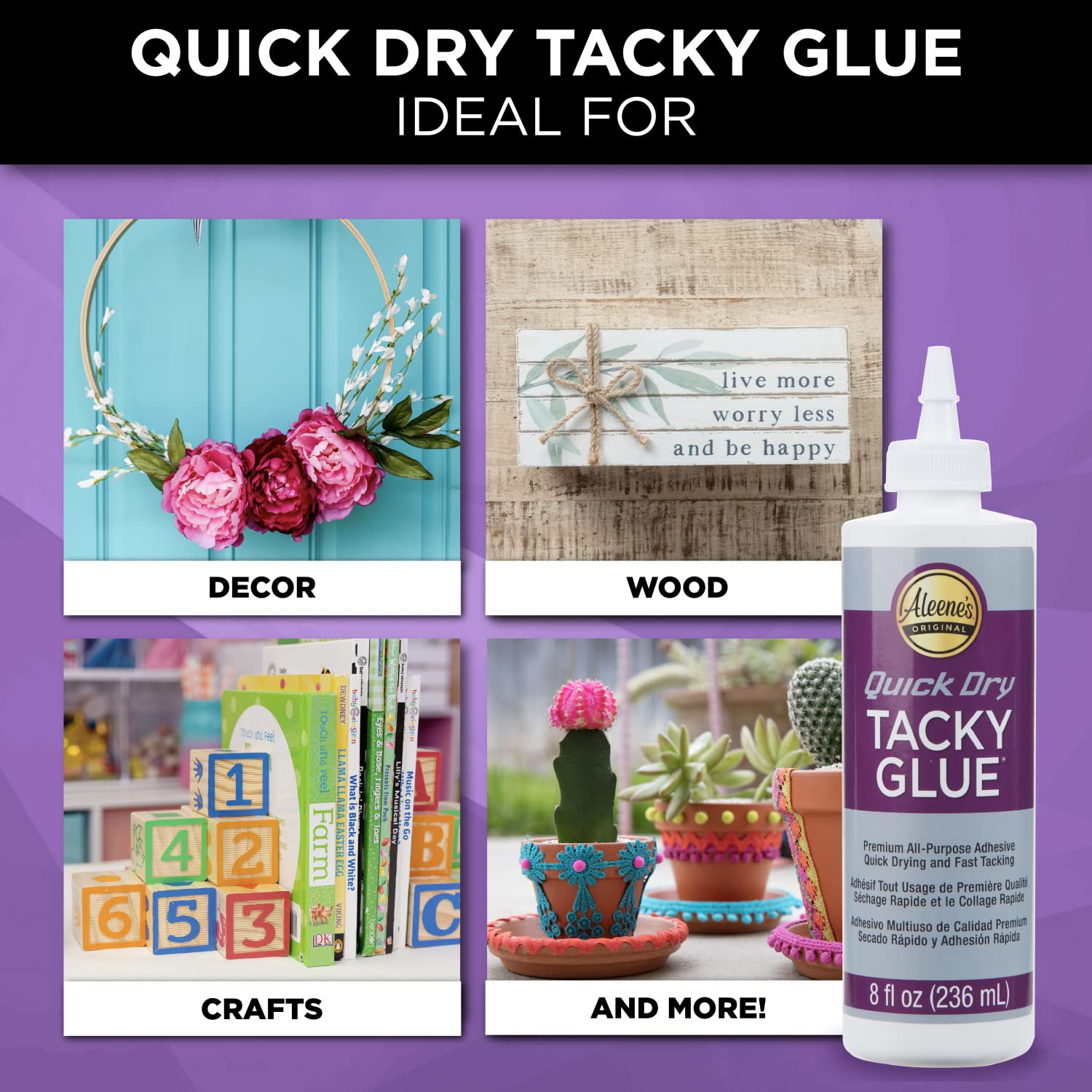 Aleene's AR7-10 17843 Quick Dry Tacky Glue, 8 oz., Multicolor