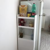 Scaffale Stretto SONGMICS Con Cassetti - Carrello Portaoggetti Mobile 45x17x106.5 Cm, Bianco, Per Cucina/Bagno