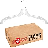 DEILSY™ Clear Plastic Hangers 25 Pack - Durable Clothes Hanger for Wardrobe Organization, Essential Plastic Hanger for Garments, Versatile Coat Hangers for Home and Retail Use