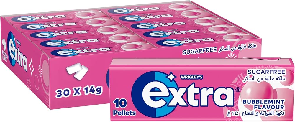 Wrigley's Extra White Bubblemint Sugar Free Gum 30 Pack