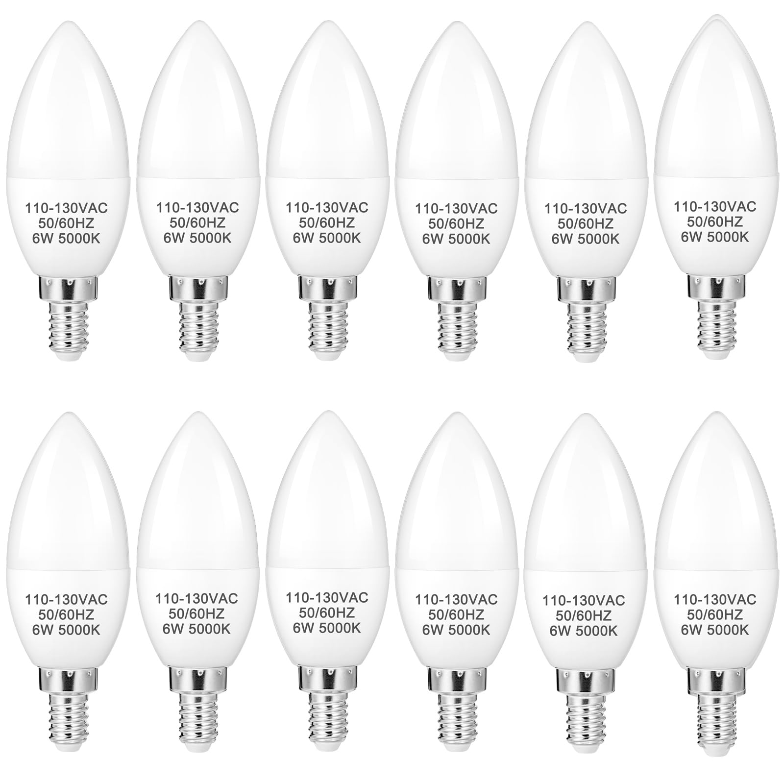 Photo 1 of DIQMIAQ B11 LED Light Bulb E12 Candelabra LED Light Bulbs 5000 Kelvin Daylight White Ceiling Fan Bulb Chandelier Bulbs Candle Bulbs for Ceiling Fan, Non-Dimmable (12 Pack, Daylight White)