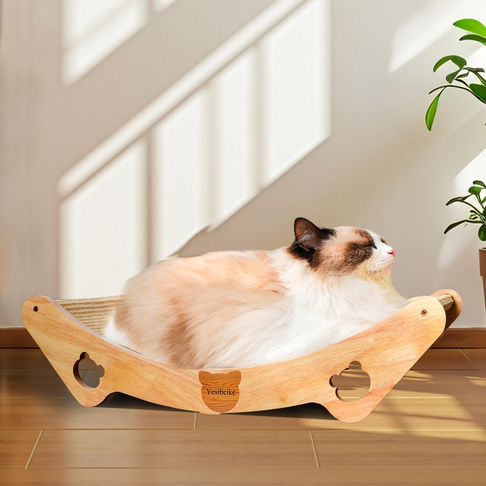 Photo 1 of Sisal Cat Scratcher Bed for Indoor Small Medium Large Cat Hammock Lounge Scratching Post Board Wooden Perch Furniture