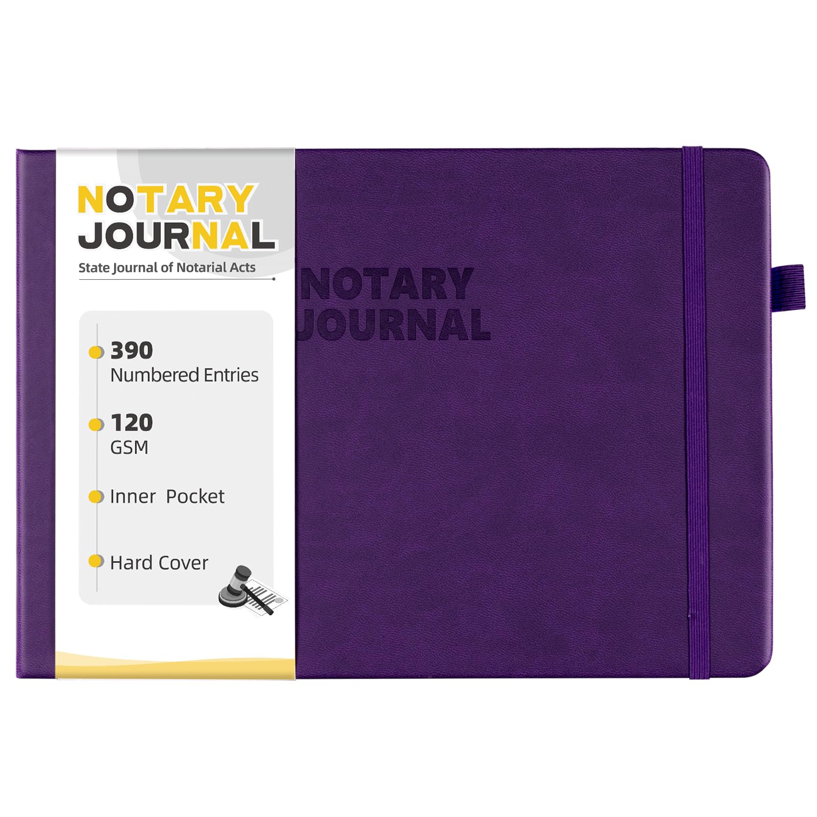 Photo 1 of Notary Journal Log Book, Notary Book with 390 Record Entries, 10"X7" Notary Log Book Notary Public Journal for Notarial Acts, Hardcover, 120gsm Thick Numbered Pages, Purple