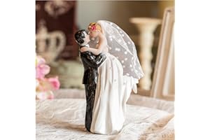 VENY TAYA Modern Wedding Cake Toppers Bride and Groom Handmade Figurine for Decoration, Rustic Cake Topper for Wedding, Funny Couple Statue Desk Decoration, Flying Hug