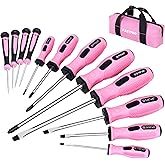 FASTPRO 12-Piece Pink Magnetic Screwdrivers Set with Slotted Phillips Screwdrivers and Precision Screwdrivers, Repair Tool Kit for Women with Storage Bag