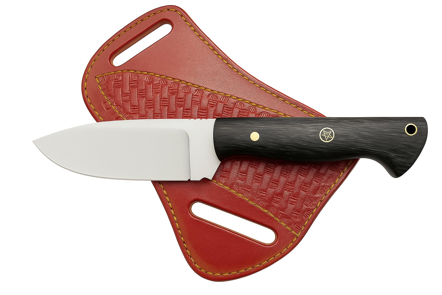 Photo 1 of Custom Handmade Hunting Wengi Wood Knife with Leather Sheath - Ideal for Skinning, Outdoor Camping, Hiking - EDC Fixed Blade Bushcraft Knives with Walnut Wood Handle. (Maroon Wengi Knife)