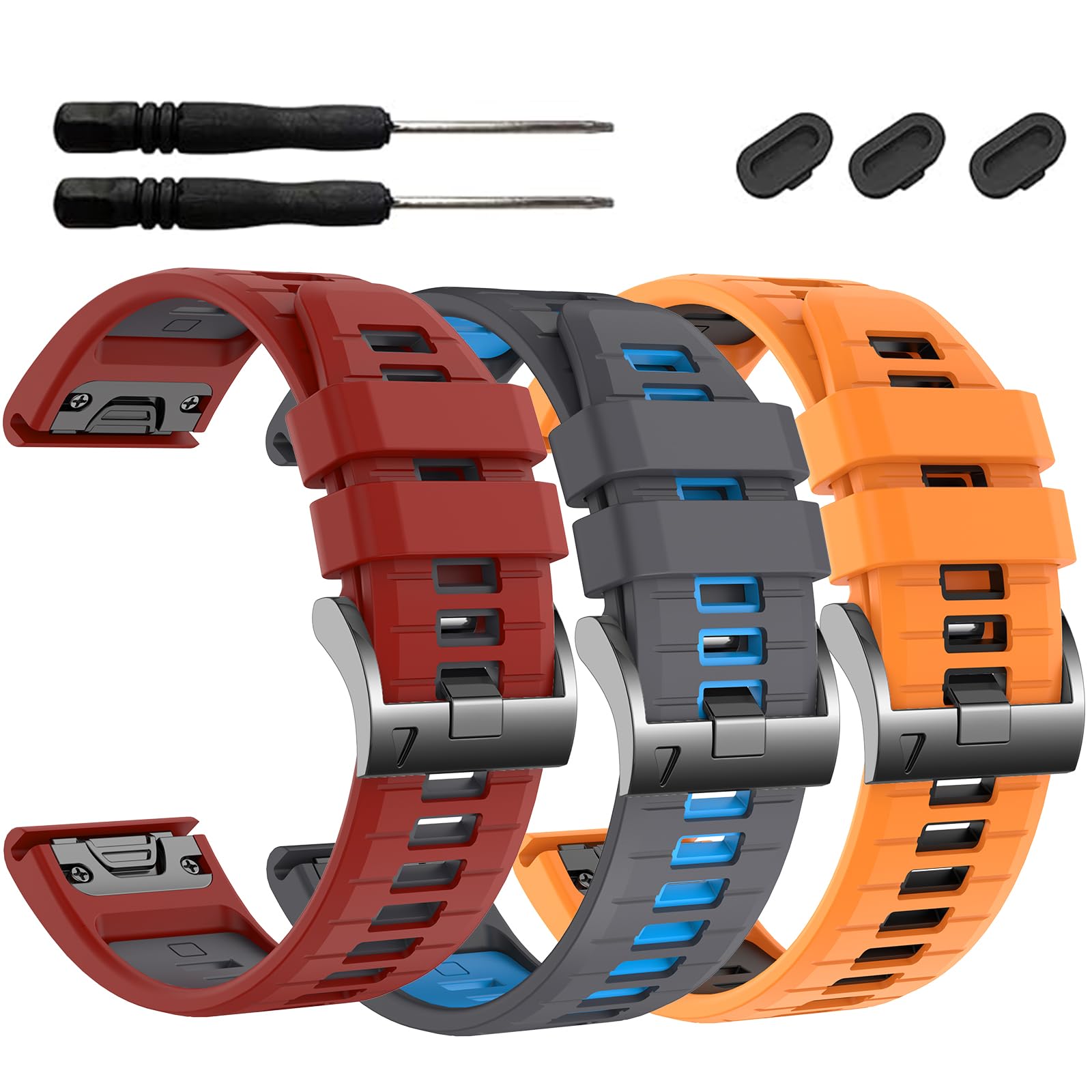 EZMVZKU 26mm Quickfit Watch Strap for Garmin Fenix 8 AMOLED 51mm/7X Pro/7X/6X/6X Pro/5X/5X Plus/3, Silicone Sport Band Replacement for Enduro 3/2/epix Pro/Descent Mk3i/Tactix 8 AMOLED 51mm
