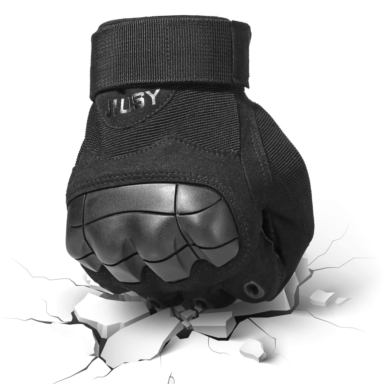 JIUSY Touch Screen Military Rubber Hard Knuckle Tactical Gloves Full