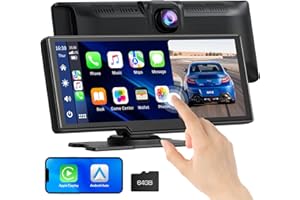 Volam 9.26" Wireless Car Stereo with Carplay & 2.5K Front Cam,Portable Touchscreen Car Play Screen for Car,Car Audio Receiver