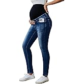 Ecavus Women's Maternity Jeans Over Belly Stretchy Skinny Denim Pregnancy Pants Maternity Clothes with Pockets