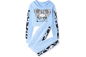 Crazyme Girls Clothes Print Hoodie Sweatshirt Jogger Sweatpants with Pockets Girls Sweatsuit 6-14Y