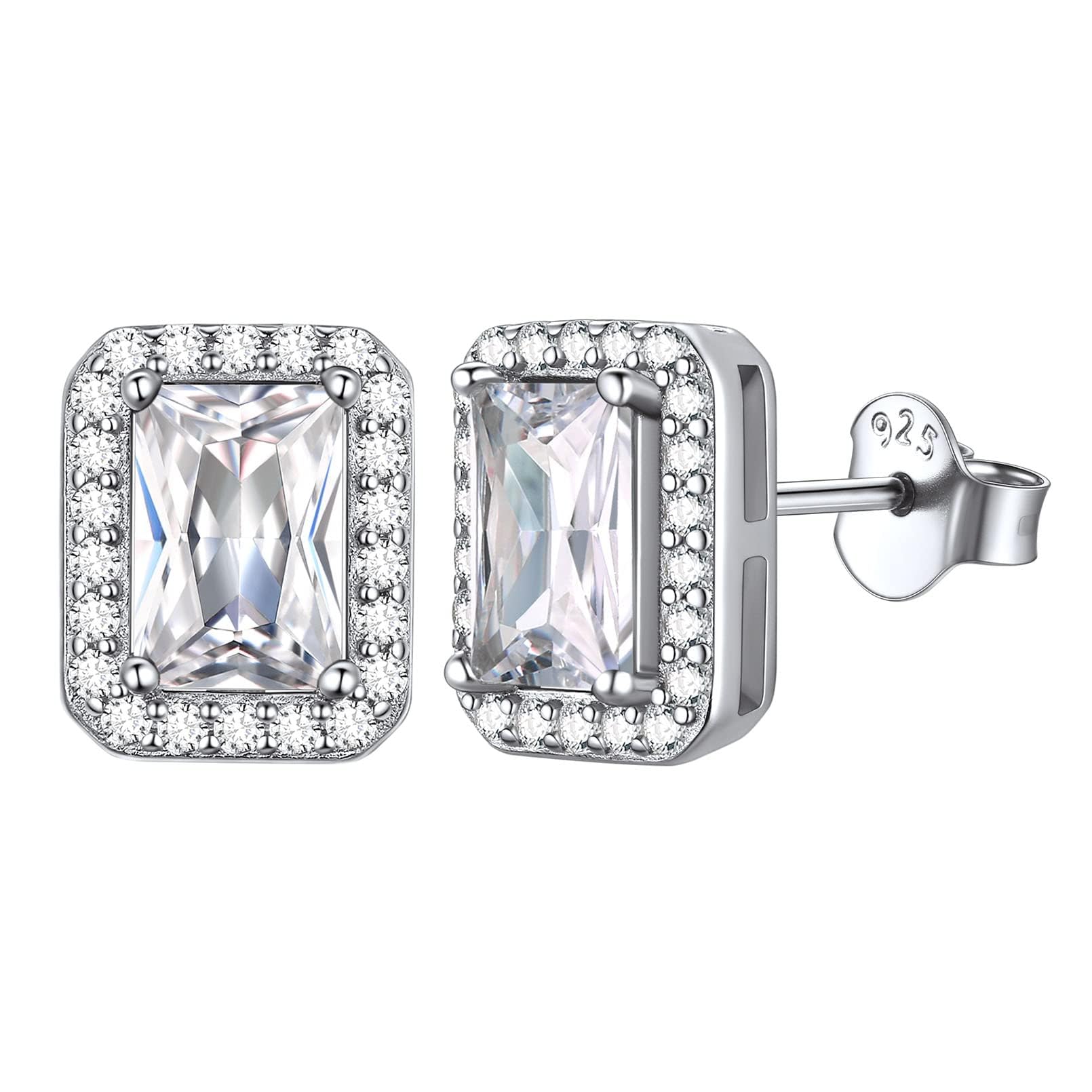 ChicSilver Womens Earrings 925 Sterling Silver Birthstone Studs Dainty Silver April Diamond Earring Brilliant Gifts for Wife Fiancees