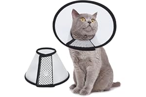 Vivifying Cat Cone, Adjustable Recovery Pet Cone, Three Sizes Lightweight Plastic Elizabethan Collar for Cats, Mini Dogs and Rabbits (Black)
