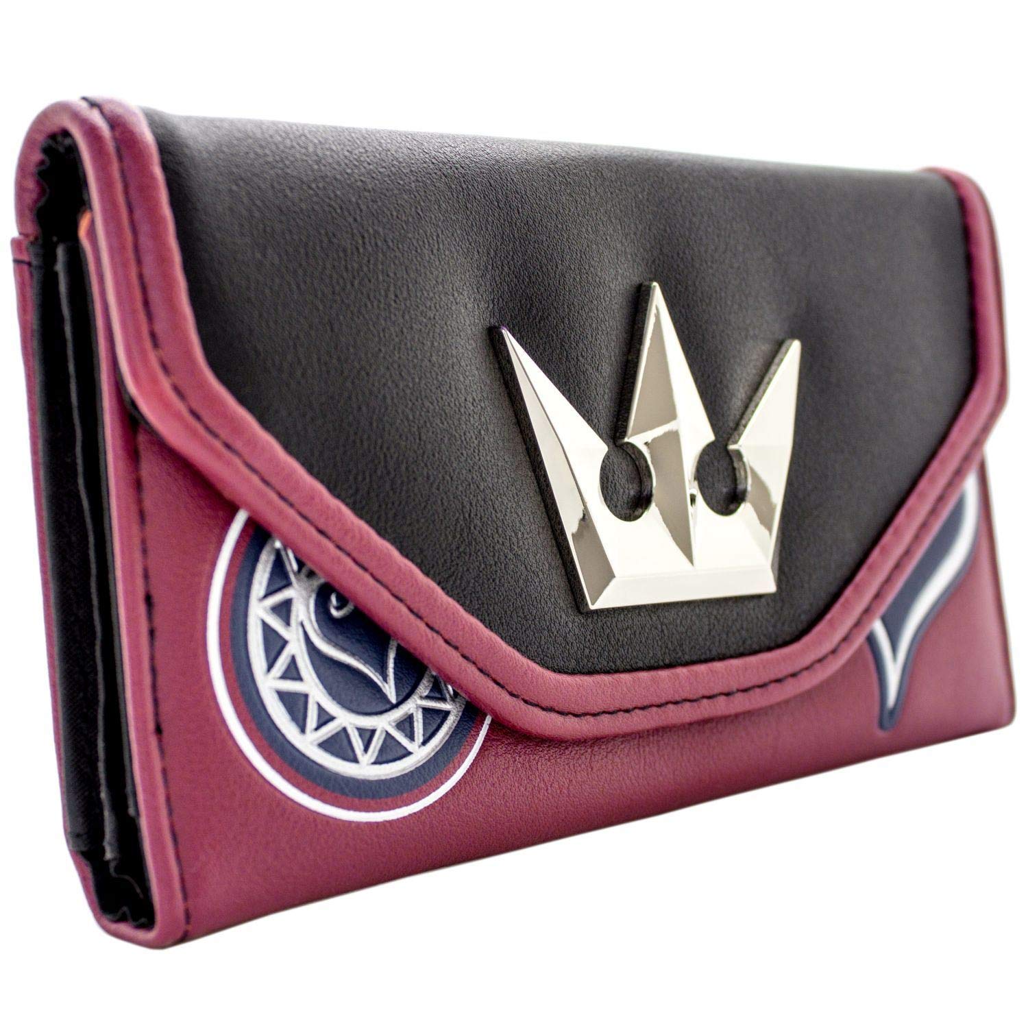 Kingdom Hearts Silver Crown Metal Emblem Purse Clutch Coin Pocket & Card Holder, Red