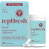 RepHresh Pro-B Probiotic Feminine Supplement, Balances Yeast and Bacteria, 30 Oral Capsules