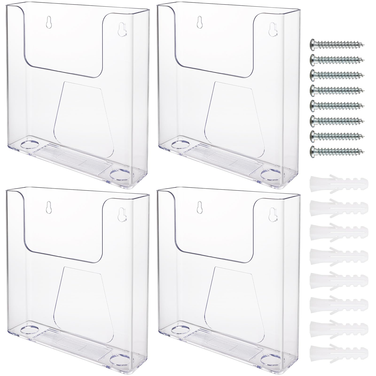 LDXDRU 4 Pack A5 Leaflet Holder, Clear Display Document Holder with Fixings, Wall Mounted Brochure Portrait Literature Stand for Office Restaurants Reception