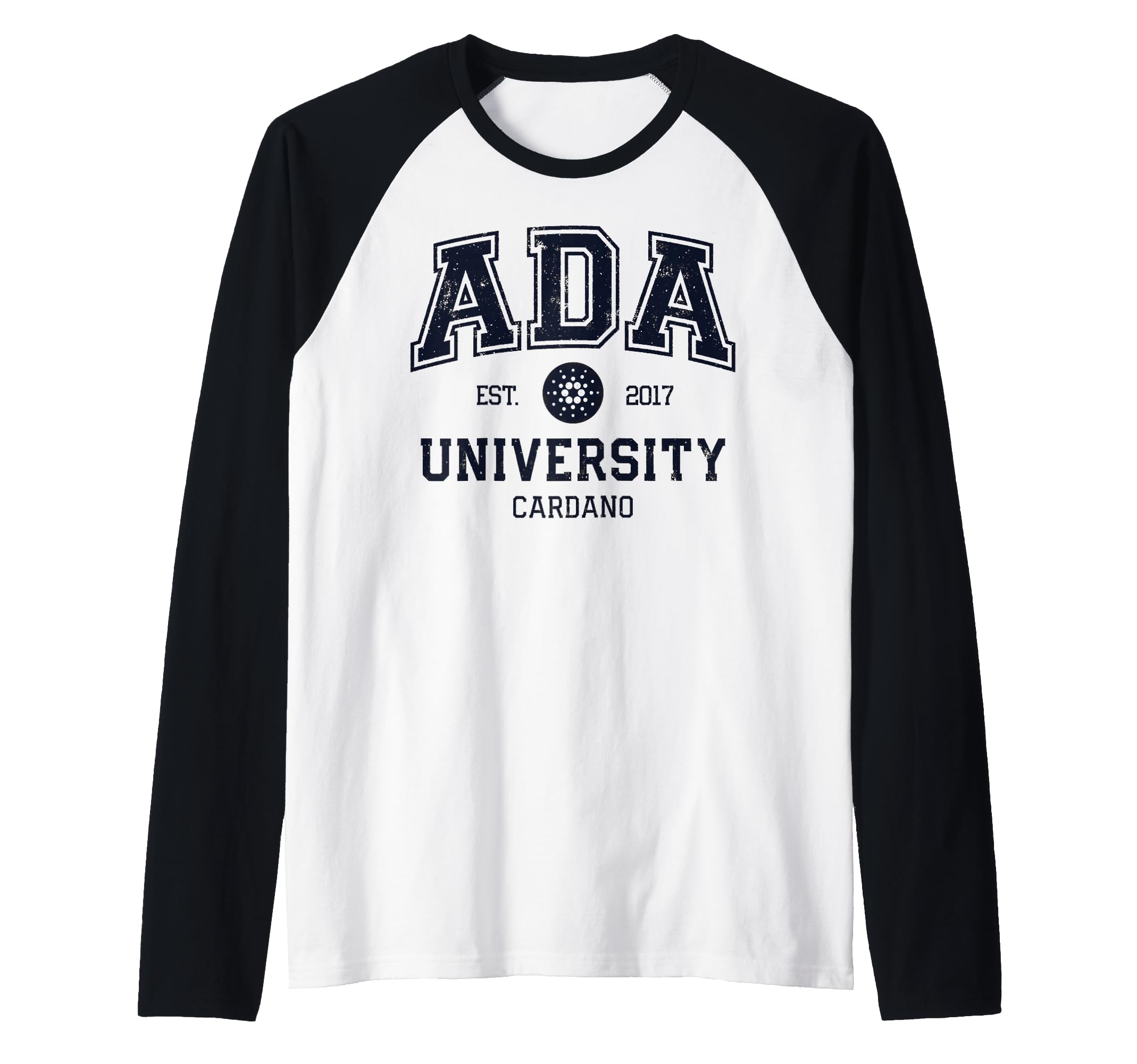 Cardano ADA University Crypto Currency Blockchain Vintage Raglan Baseball Tee