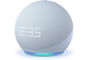 Echo Dot 5ª geração com Relógio | Smart speaker com Alexa | Display de LED ainda melhor | Cor Azul Claro
