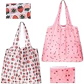 YBEATY 2 Pcs Reusable Shopping Bags Cute Extra Large Foldable Bag Travel Waterproof Totes Pouch Bag Pocket Bags