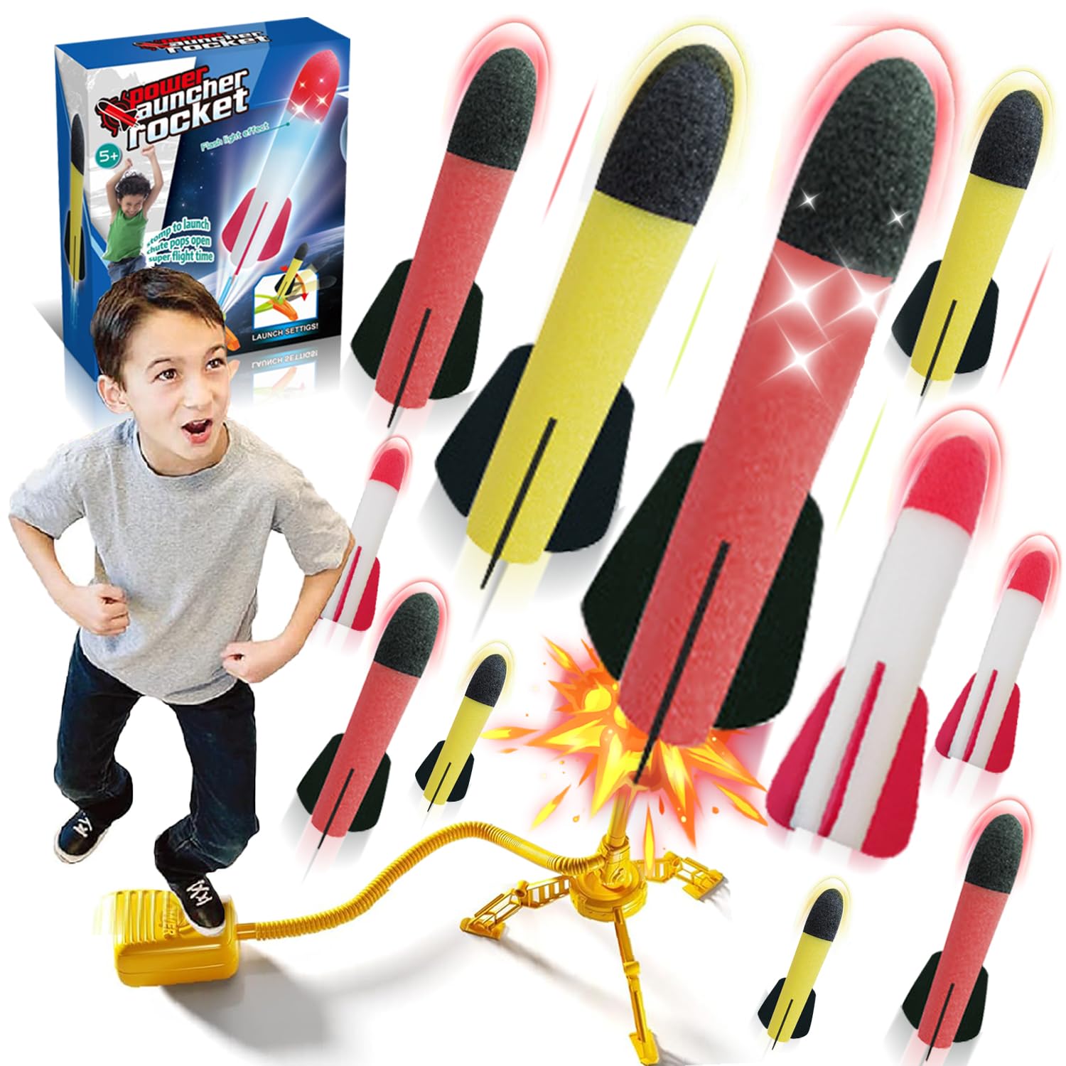 Foam Rocket Launcher, Foam Rocket Launcher For Kids, Fun Catapult Rocket Toys Boys Toys, Girls Gift Rockets Kids Outdoor Toy