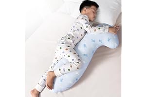 BYRIVER 35" Curve Long Body Pillow for Kids Girls Boys Toddler, Swan Child Hug Sleep Pillow, Removable Jersey Cotton Pillow Cover, Plush Gifts for Kids (Blue)