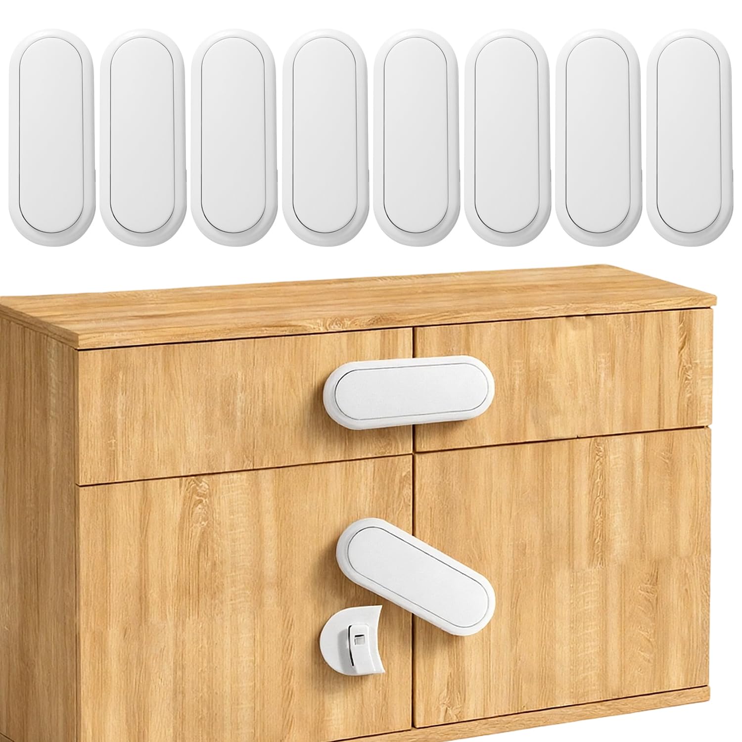 OWill Cupboard Locks for Children, 8 PCS Child Locks for Kitchen Cupboards, Baby Proof Safety Lock for Fridge Cabinet Door Drawer