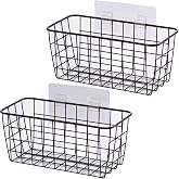 Black Hanging Wall Baskets,inside cabinet door organizer,Adhesive Wire Wall Storage Baskets for Pantry and organizer, Kitchen
