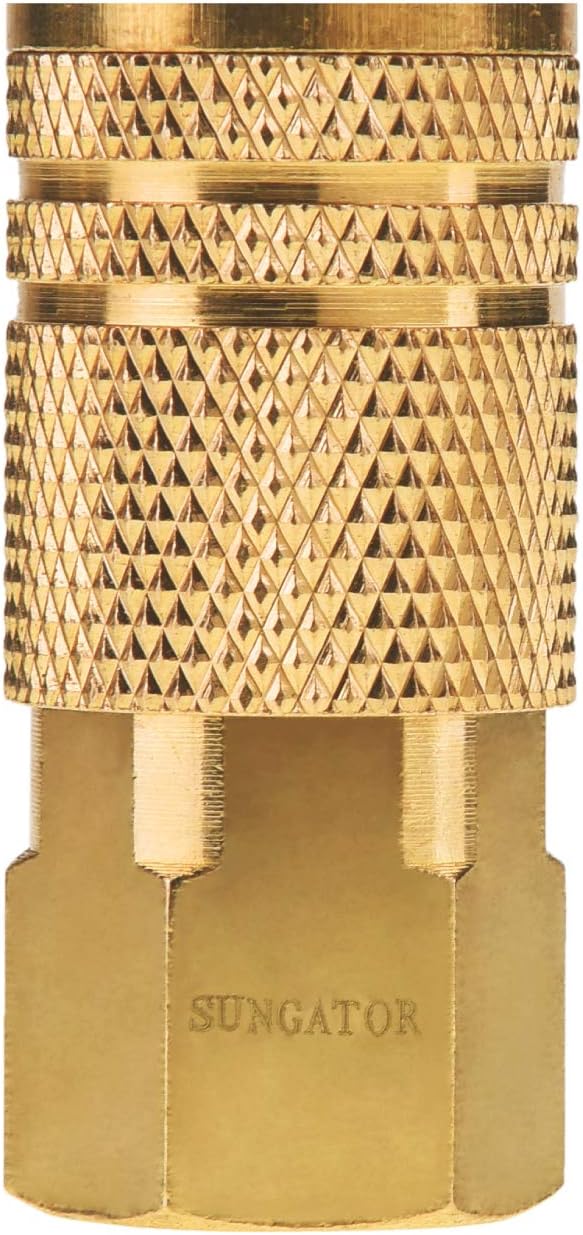 SUNGATOR 1/4-Inch Brass Female Industrial Coupler, 10-Pack NPT Female Quick Connect Air Coupler with Storage Case - - 