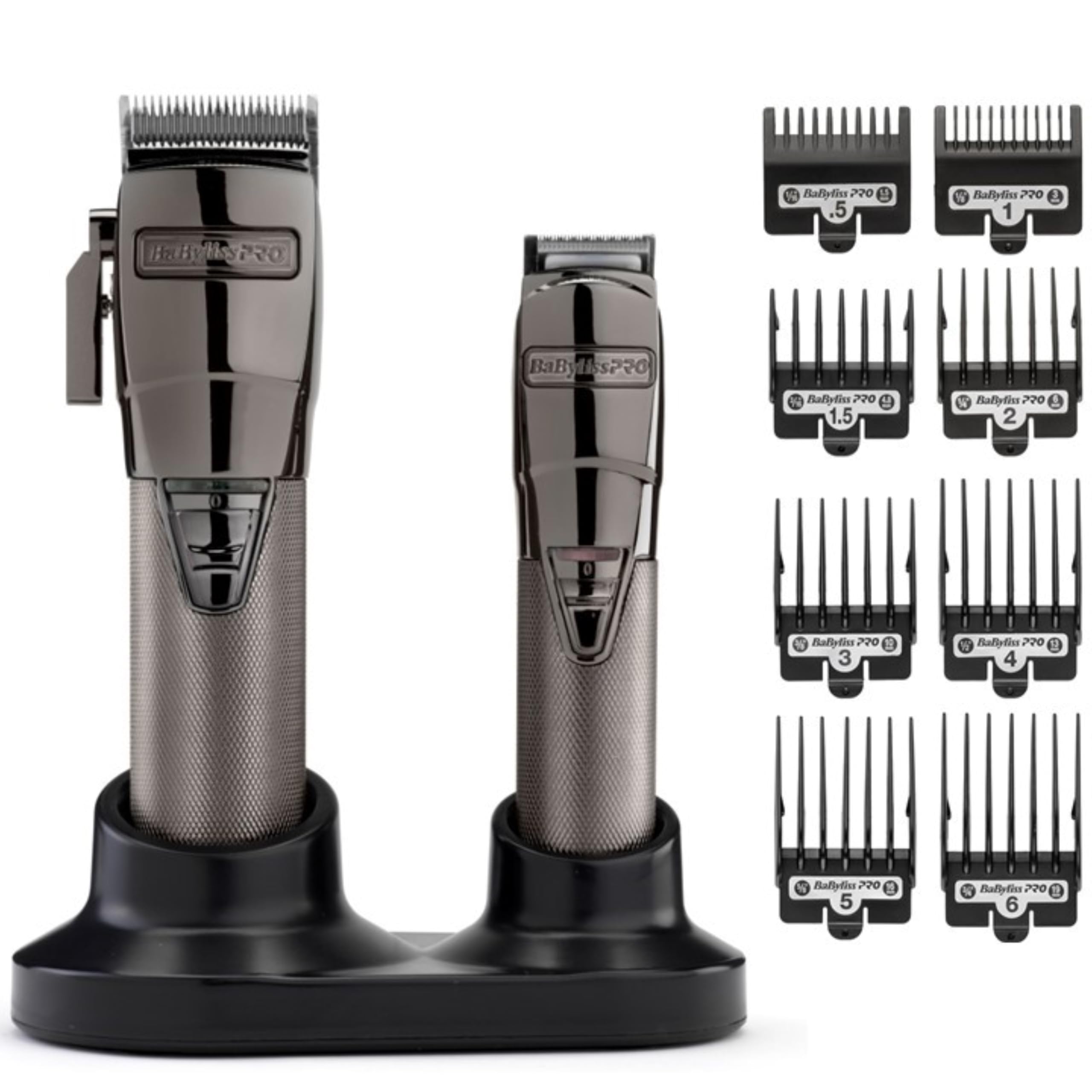 BaBylissPRO Cordless Super Motor Hair Clipper and Trimmer, Professional Mens Grooming Set, Precision Japanese Steel Blades, 6 Guides Cutting Grades 1-6, BAB8705U, Black