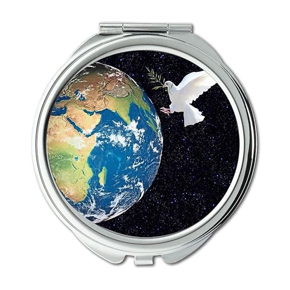 Yanteng Spiegel, Erde Thema Spiegel, Earth Globe Welt Planet Cosmos Peace Dove Schminkspiegel, Taschenspiegel, tragbarer Spie
