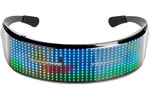 Leadleds Full Color LED Glasses, Customizable Party Glasses App Programmable DIY Text Animation Music for Halloween, Raves, Festivals, Fun, Parties, Sports, Birthday, Flashing