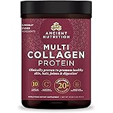 Ancient Nutrition Collagen Powder Protein with Probiotics, Unflavored Multi Collagen Protein with Vitamin C, 45 Servings, Hydrolyzed Collagen Peptides Supports Skin and Nails, Gut Health, 16oz